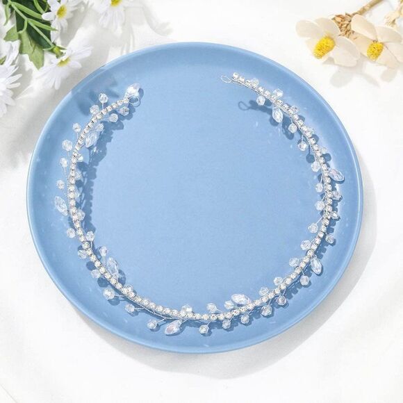 Crystal Bride Wedding Hair Vine Silver Rhinestone Boho Accessories Bridal